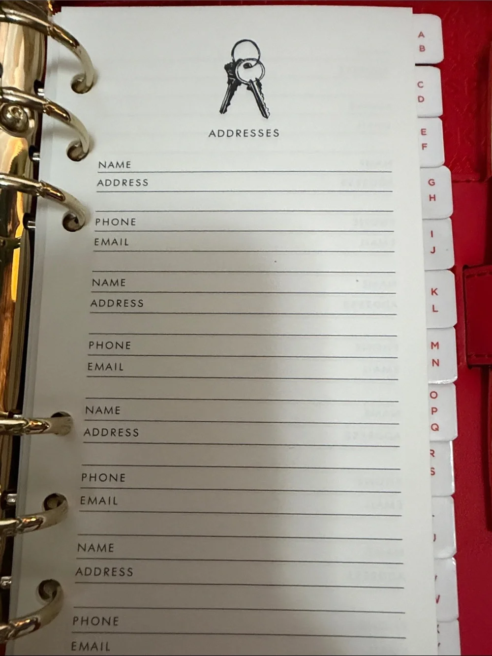 kate spade Red Pebbled Leather Zip Wesley planner Gold 6 ring agenda zippered